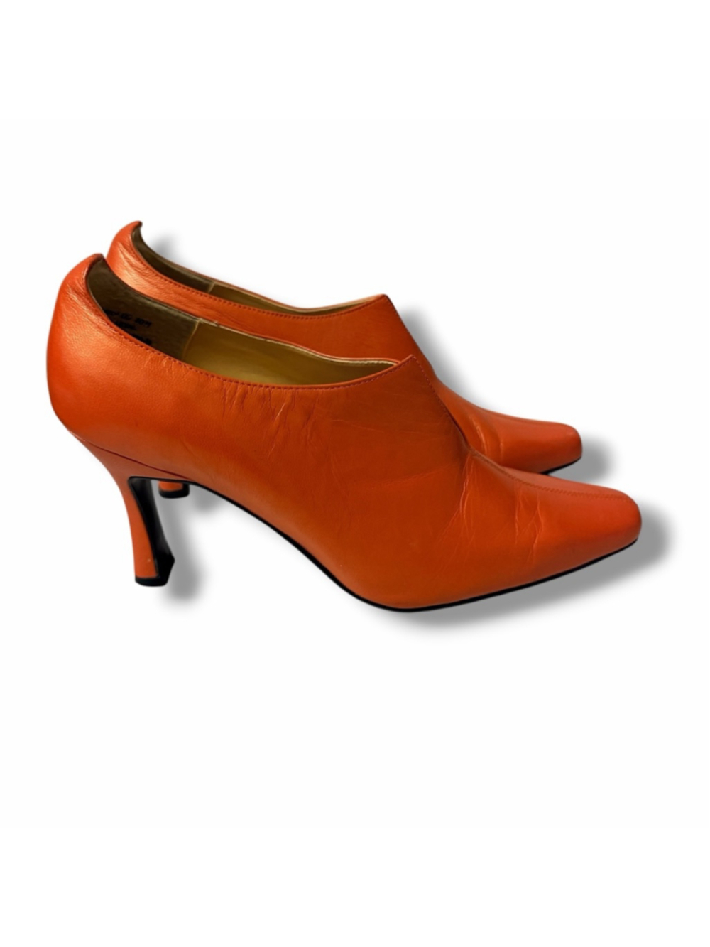 Bellini Orange Leather Kitten Heel Pumps Women’s Size 10M Pointed Toe Slip On - Picture 15 of 16
